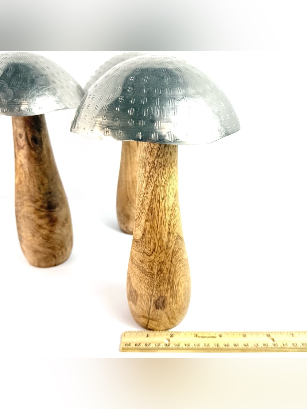 Three Laurel Grove Steel Metal & Wood Toadstool Mushroom Sculpture 10”Home Decor - Picture 15 of 15